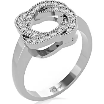 Prsten Couple, Zajímavý prsten Michel, bílé zlato se zirkony, vel. 55, prům. 17.5 mm, 585-66-1-0296.1B00.0.55.001