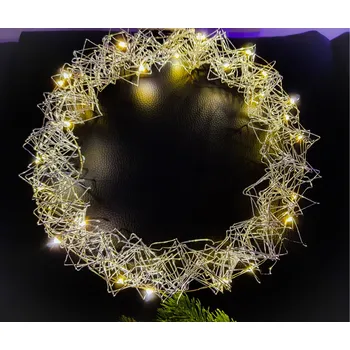 Nipeko Drátkový věnec s led světýlky na baterie 241092 - výška 30cm, šířka 30cm