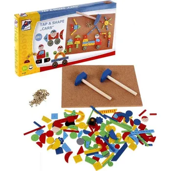 Dřevěná hračka Woody Deska s tvary na přibití auta 229 dílků