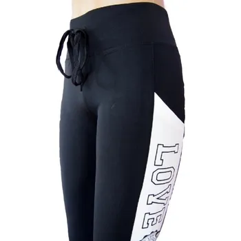 Dámské legíny Sportovní leginy Love Barva: Černá s bílou, Velikost: S/M