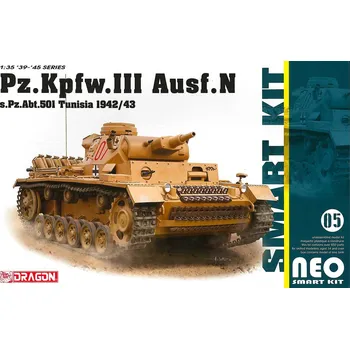 Plastikový model Dragon Model Kit military 6956 - Pz.Kpfw.III Ausf.N s.Pz.Abt.501 Tunisia 1942/43 (Neo Smart Kit) (1:35)