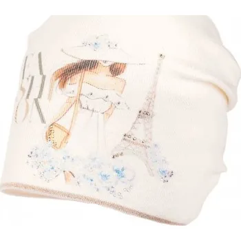 Čepice JAMIKS Čepice dívčí Paradise smetanová/zlatá s obrázkem vel. 52