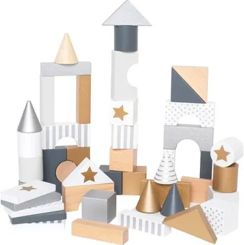 Dřevěná hračka JaBaDaBaDo Dřevěné stavebnicové kostky stříbrné