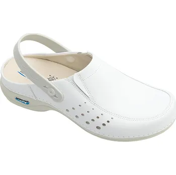 Dámské pantofle Nursing Care BERLIM WG4AP10 pracovní kožená pratelná obuv s certifikací unisex s páskem bílá Velikost: 39