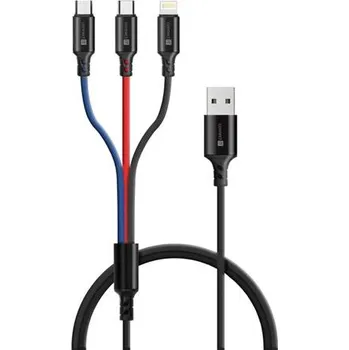 Kabel Connect IT CCA-2051-BK 3in1 USB-C & Micro USB & Lightning, 1,2m