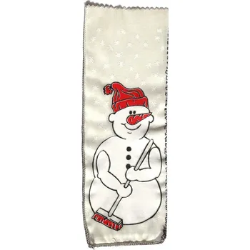 Vánoční dekorace Sněhulák s metlou - textilní střívko