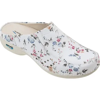 Dámské pantofle Nursing Care BERLIM WG4AF1 pracovní kožená pratelná obuv s certifikací dámská bez pásku květy Velikost: 40