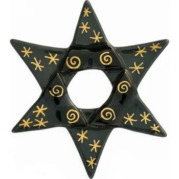 Vánoční ozdoba Vánoční skleněná ozdoba hvězda černá - zlatá perokresba