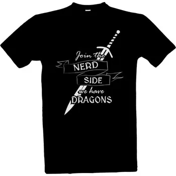 Pánská móda Tričko s potiskem Nerd side - bílá pánské