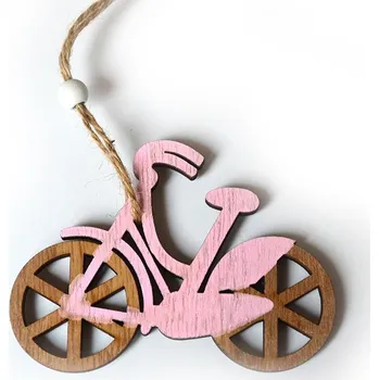 Party dekorace Kolo dřevěné růžové, závěs, 10 x 7 cm