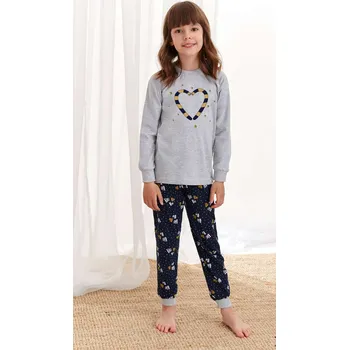 Dívčí pyžamo Taro, dětské pyžamo 433-Ada, dlouhý rukáv, šedý melír, vel. 98