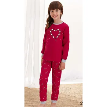Dívčí pyžamo Taro, dětské pyžamo 433-Ada, dlouhý rukáv, červená, vel. 98
