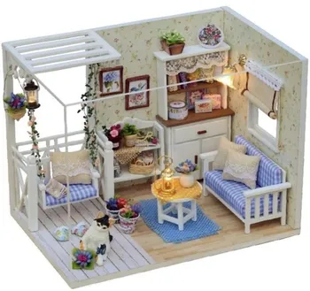 Domeček pro panenku DIY KX6993 Dřevěný domeček pro panenky Retro
