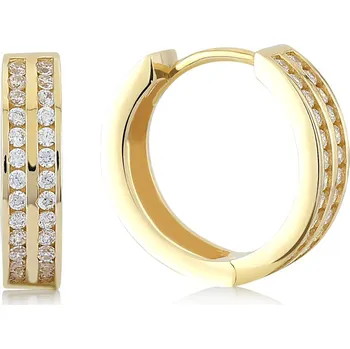 Náušnice Lillian Vassago Zdobené kroužkové zlaté náušnice se zirkony 1,4 cm LLV06-GER088