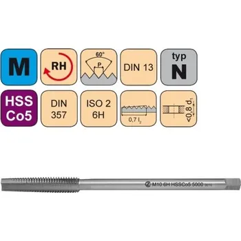 Závitořezný nástroj NÁSTROJE CZ Maticový závitník /CZZ5000/ pro metrický závit CZZ Závit: M18