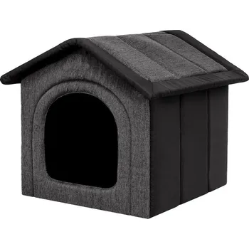 Pelíšek pro psa Doggy Látková bouda pro psa - tmavě šedá s černou Velikost: R3 46x52x53 cm