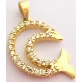 Přívěsek Klenoty Budín Zlatý přívěsek - zlatý delfín posetý zirkony 585/1,55gr HK3040 (Klenoty Budín Zlatý přívěsek - zlatý delfín posetý zirkony 585/1,55gr HK3040)