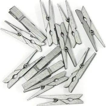 Umělecký papír Dekorační kolíčky dřevěné - 47 mm, stříbrné, 12 ks