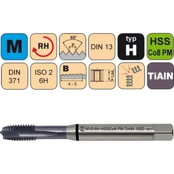 Závitořezný nástroj NÁSTROJE CZ Strojní závitník /CZZ1920/ pro metrický závit s přímou drážkou a lamačem třísek CZZ Závit: M5