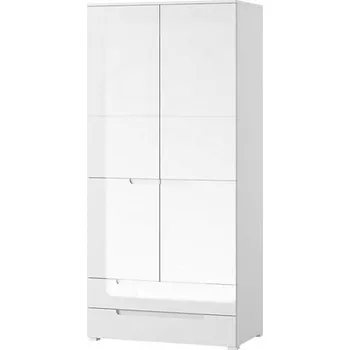 Šatní skříň Skříň Selene 100 cm, bílá mat / bílá lesk