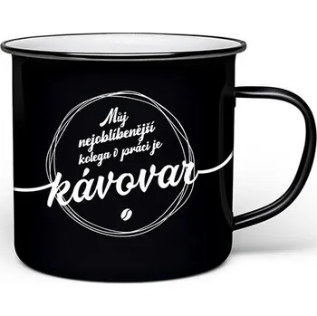 Mini PLECHÁČEK 200 ml s nápisem: (" Můj nejoblíbenější kolega v práci je kávovar ")