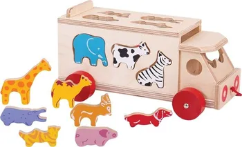 Dřevěná hračka Bigjigs Toys Dřevěné auto se zvířátky