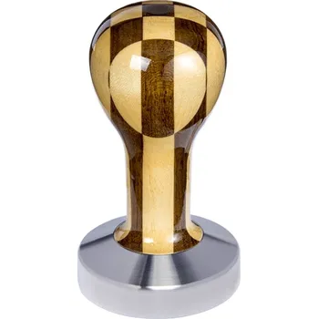 Buna café tamper, šachovnice, lak, 57 mm, nerez mat, plochý