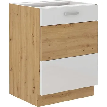 Kuchyňská skříňka Artisan 60D 1F BB, bílá /dub artisan