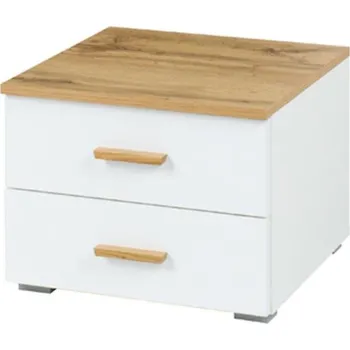 Noční stolek Noční Stolek x2 Wood 46cm Bilý/Wotan
