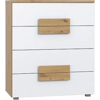 Dětská skříň Komoda Arkina 80 cm, dub artisan/bílá