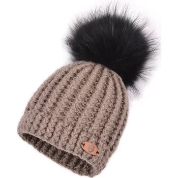 Čepice SVĚTLE HNĚDÝ KULICH bambule black HICHIC