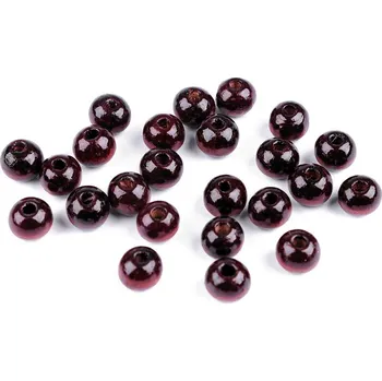 Korálek Dřevěné korálky Ø8 mm, barva 3 červenohnědá