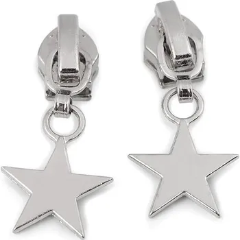 Jezdec ke spirálovým zipům No 5 srdce, hvězda, květ, barva 3 nikl hvězda