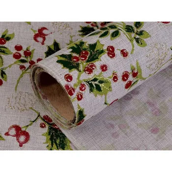 Vánoční dekorace Stoklasa Vánoční dekorační metráž cesmína s glitry 5 m x 48 cm