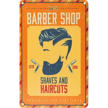 Kadeřnické nůžky Plechová retro cedule Barbershop B056