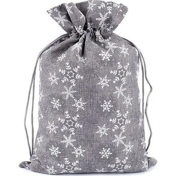 Vánoční dárkový pytlík vločky 20x30 cm, barva 2 šedá