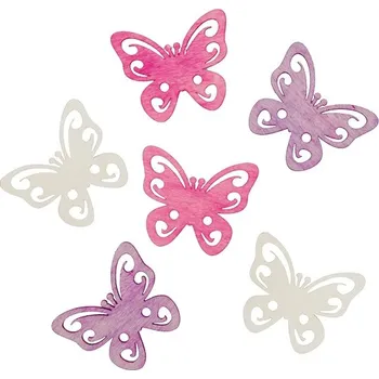 Dřevění motýli 6 cm, 6 ks 3916