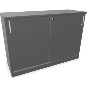 Policová skříň Kancelářská skříň - dveře posuvné, v x š x h: 825 x 1200 x 445 mm, barva tmavě šedá