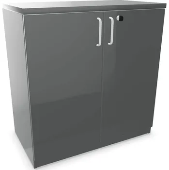 Policová skříň Kancelářská skříň - dveře dvoukřídlé, v x š x h: 825 x 800 x 445 mm, barva tmavě šedá