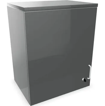 Policová skříň Kancelářská skříň - dveře jednokřídlé, nástavec, v x š x h: 740 x 600 x 445 mm, barva tmavě šedá