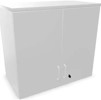 Policová skříň Kancelářská skříň - dveře dvoukřídlé, nástavec, v x š x h: 740 x 800 x 445 mm, barva světle šedá