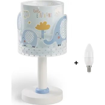 Lampička Dalber 61331T LITTLE ELEPHANT - Dětská stolní lampička v modré barvě + Dárek LED žárovka (Stolní lampička pro kluka se slonama)