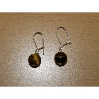 Drahý kámen Tygří oko - Náušnice - kuličky - knu11