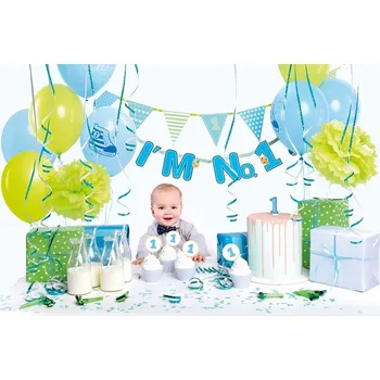 Party dekorace Párty dekorační set 1.narozeniny, chlapeček, modrý - 42 kusů