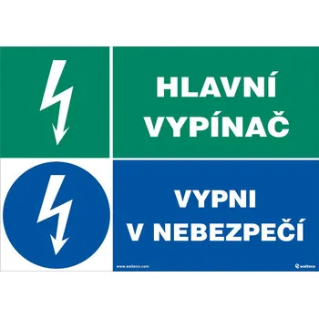 Walteco Hlavní vypínač/vypni v nebezpečí, 297x210mm, formát A4, samolepka