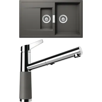 Granitový dřez Set Schock S8-5 (dřez Mono D-150 Silverstone + baterie SC-510.120 Silverstone)