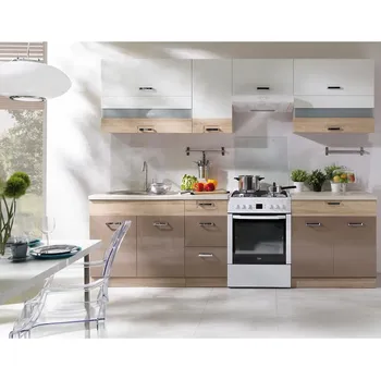 Kuchyňská linka BAUMAX Premio 270 Set B plus 270 cm Dub sonoma/Bílá/Cappuccino