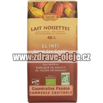 Cukrovinka Mléčná čokoláda BIO s lísk. ořechy 46% kakaa 100g Salute Liv