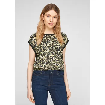 Dámské tričko s.Oliver dámské triko se vzorem s krátkým přepadlým rukávem černé Velikost: 32