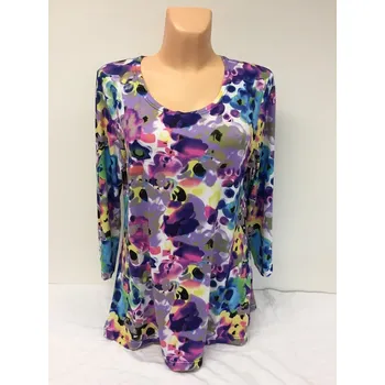 Dámská tunika Pestrá halenka JORGA, Barva Fialová, Velikost 38 - na zakázku, Materiál 96% Viskoza 4% Lycra